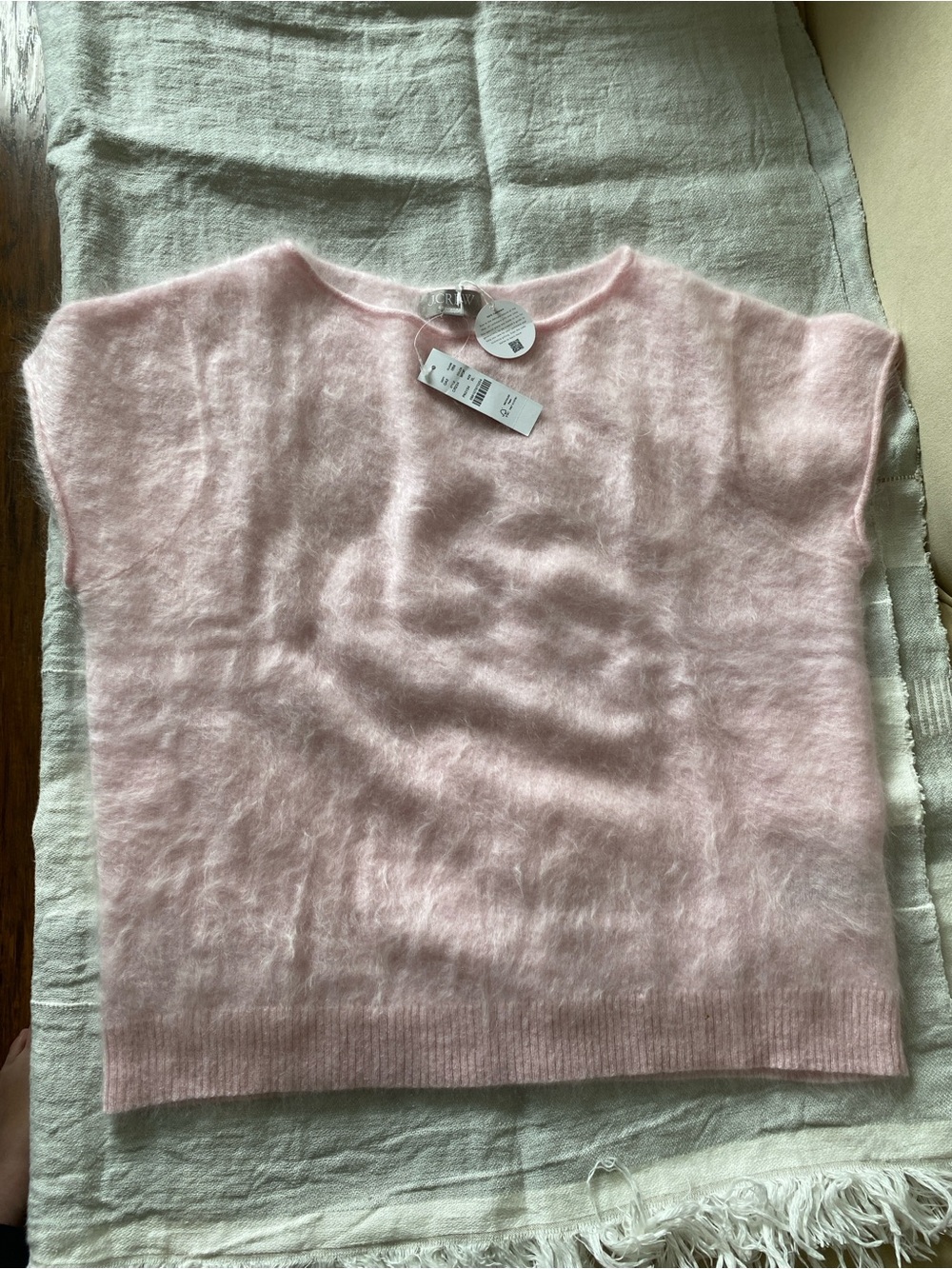 NWT J. Crew 100% Brushed Cashmere Boatneck in Light Pink - Picture 3 of 8